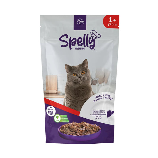 Spelly Premium Jelly Grain Free για Ενήλικες Γάτες με Συκώτι Κοτόπουλου σε Φακελάκι 85gr