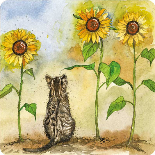 Σουβέρ "Cat & Sunflowers"