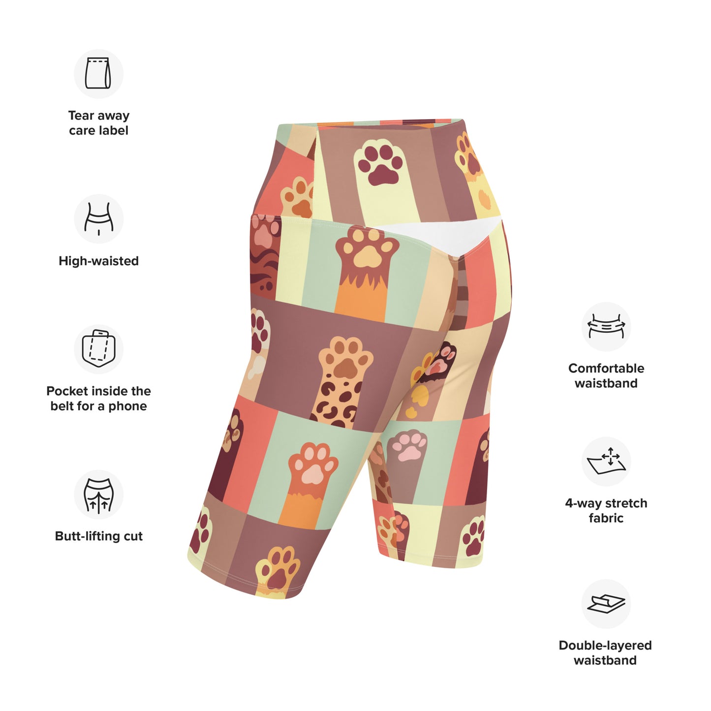 Paw Print Biker Shorts