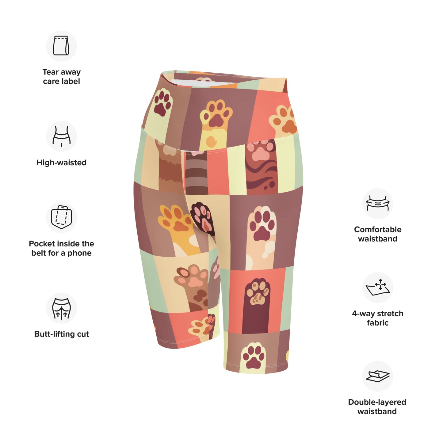 Paw Print Biker Shorts