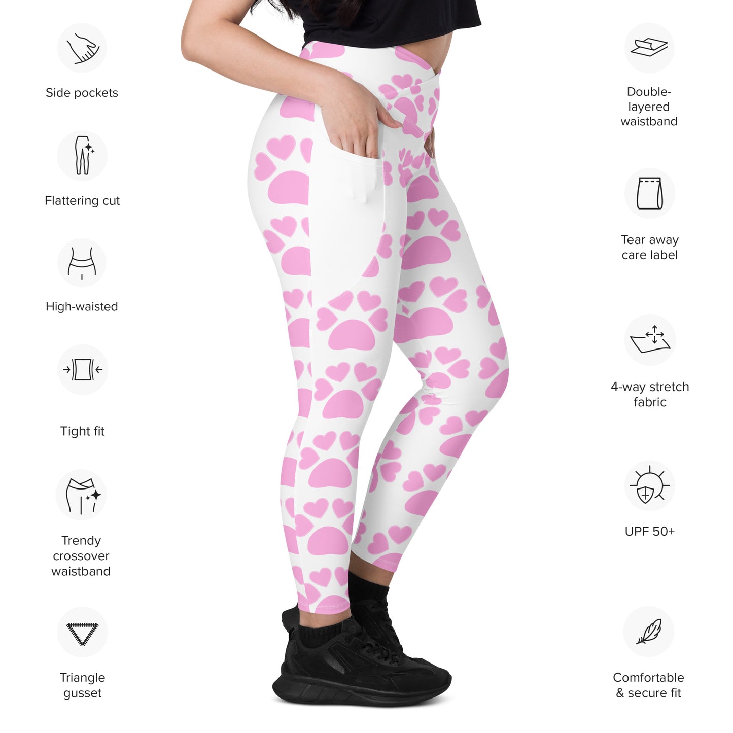 Crossover leggings with pockets