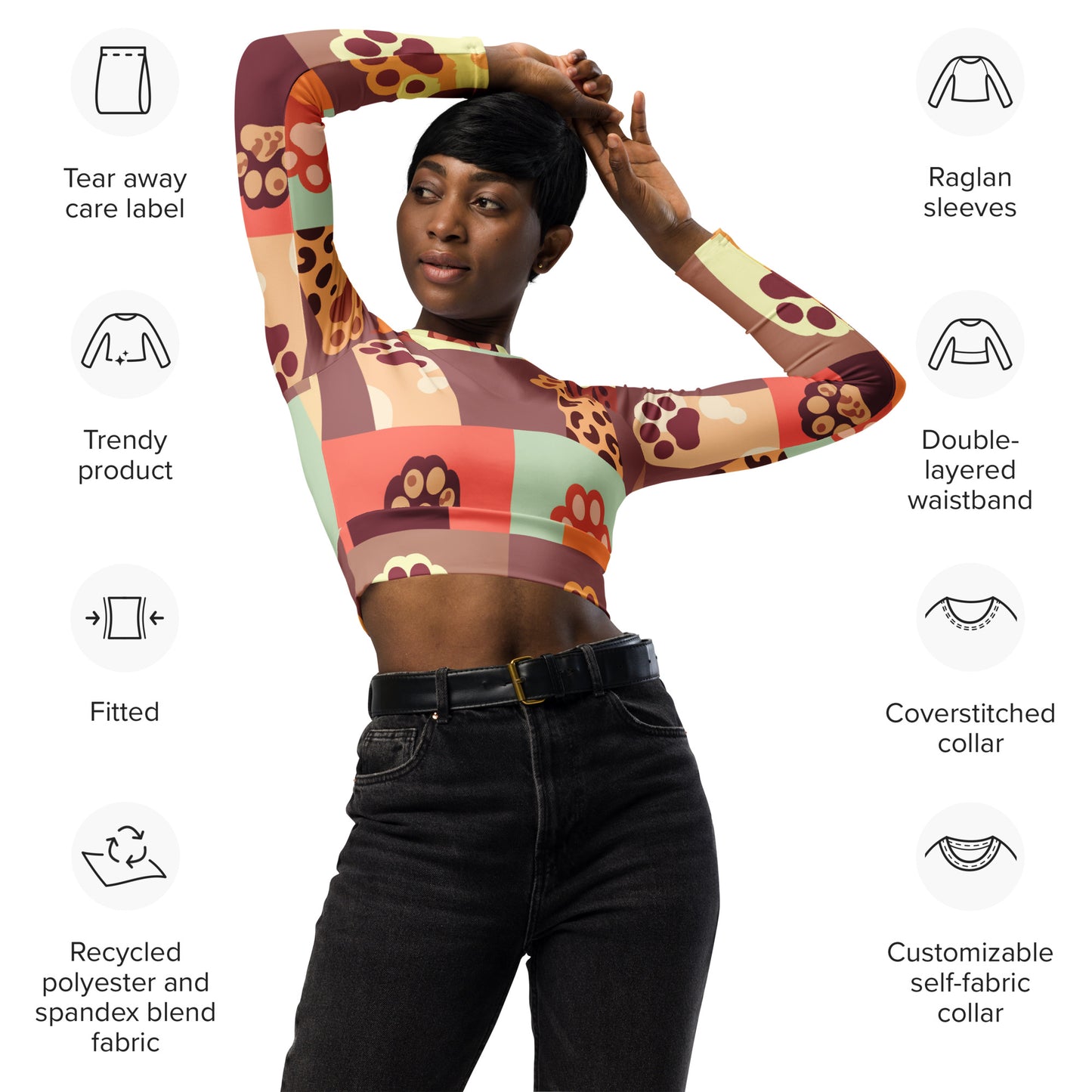 Recycled long-sleeve crop top