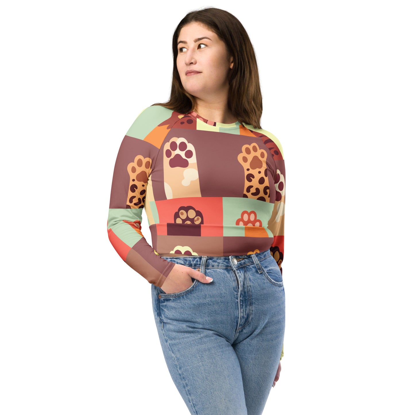 Recycled long-sleeve crop top